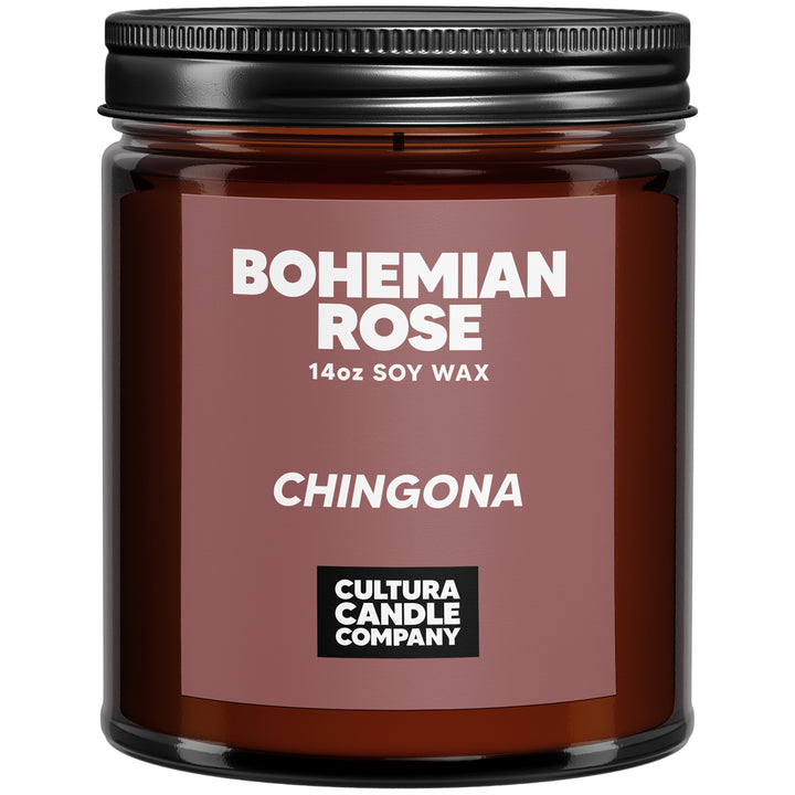 Bohemian Rose candle with rose, grapefruit and patchouli scent