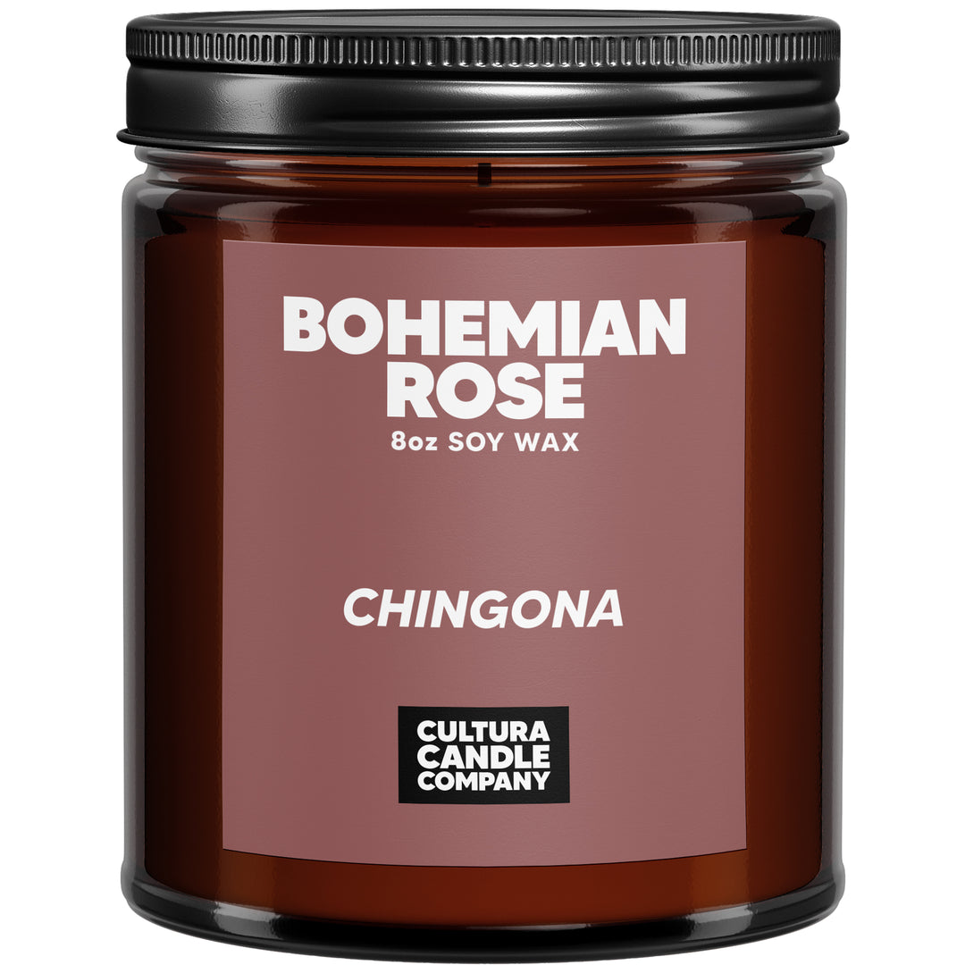 Bohemian Rose candle with rose, grapefruit and patchouli scent